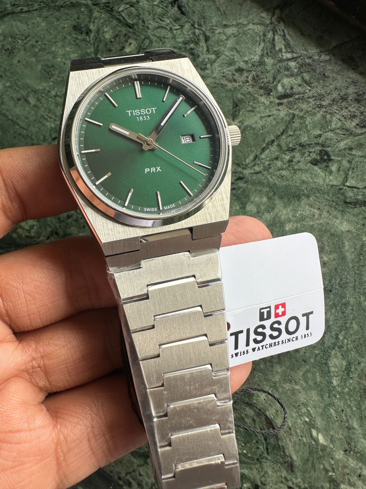 SB PREMIUM TISSO PR SILVER GREEN DIAL ANALOG WATCH