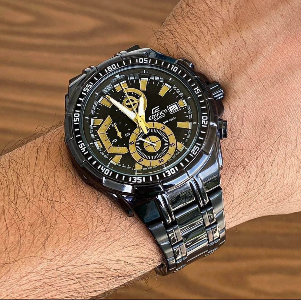 Edifce 539 Full Black Chronograph Watch