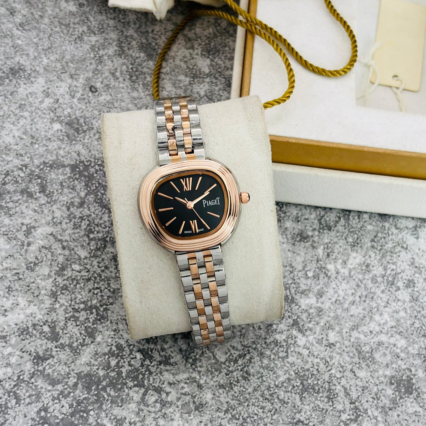 Piagt two tone rose black dial Womens Watch