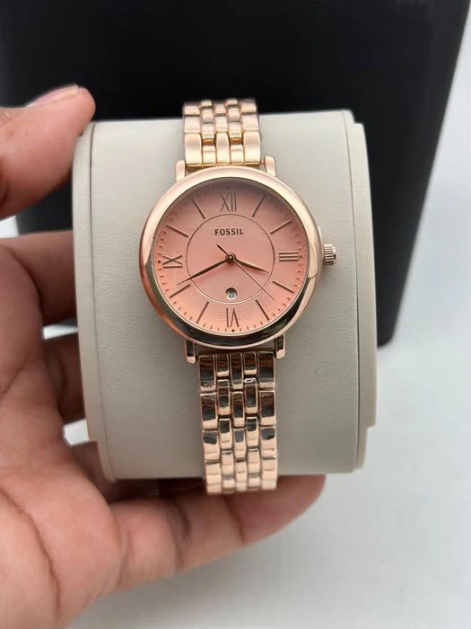 Fos Girls Full Rose Gold Roman Pink Dial Womens Watch