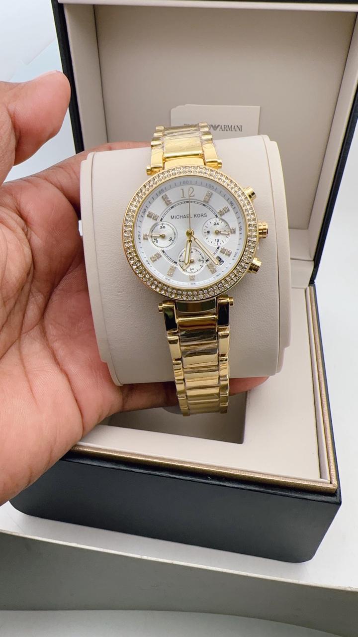 MK GIRLS REGULAR GOLD WHITE DIAL WOMENS WATCH