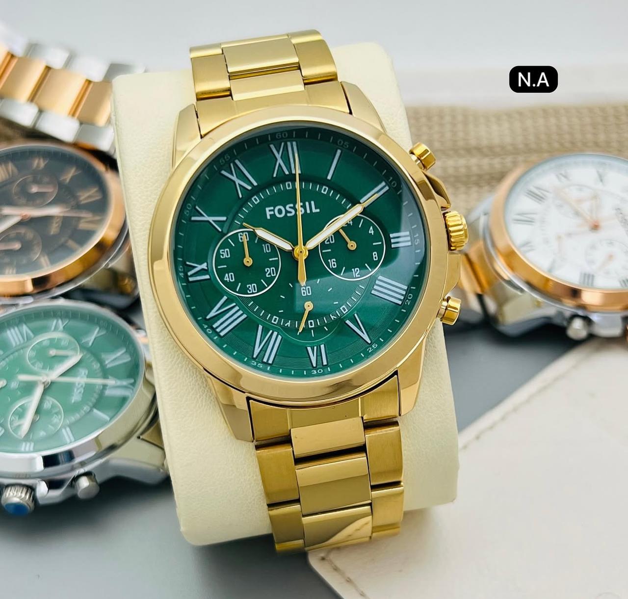 Fos Crono Roman Dial Mens
( Gold body Green Dial )