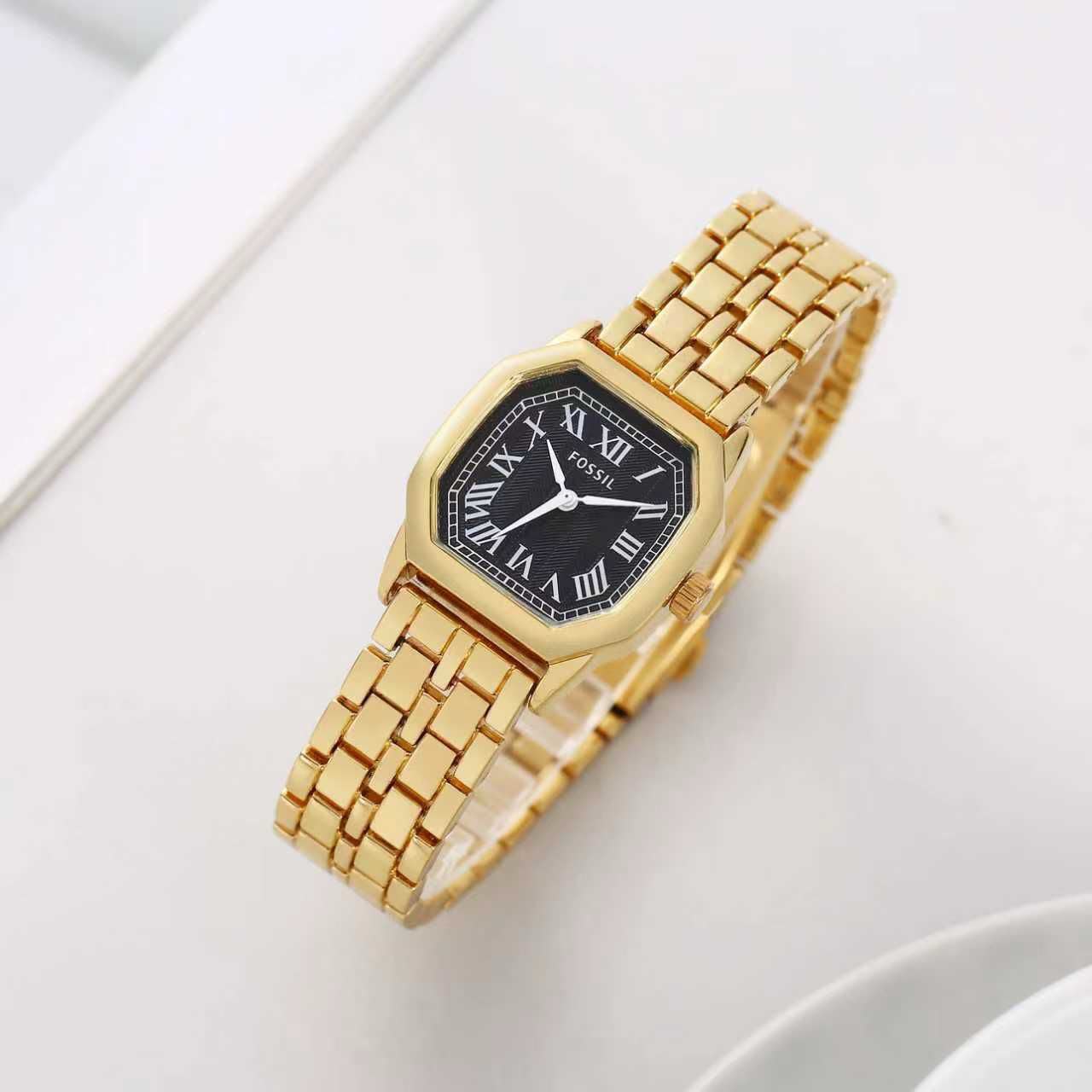 Fos Girls Gold Black Colour New Roman Design Trending Girls Watch