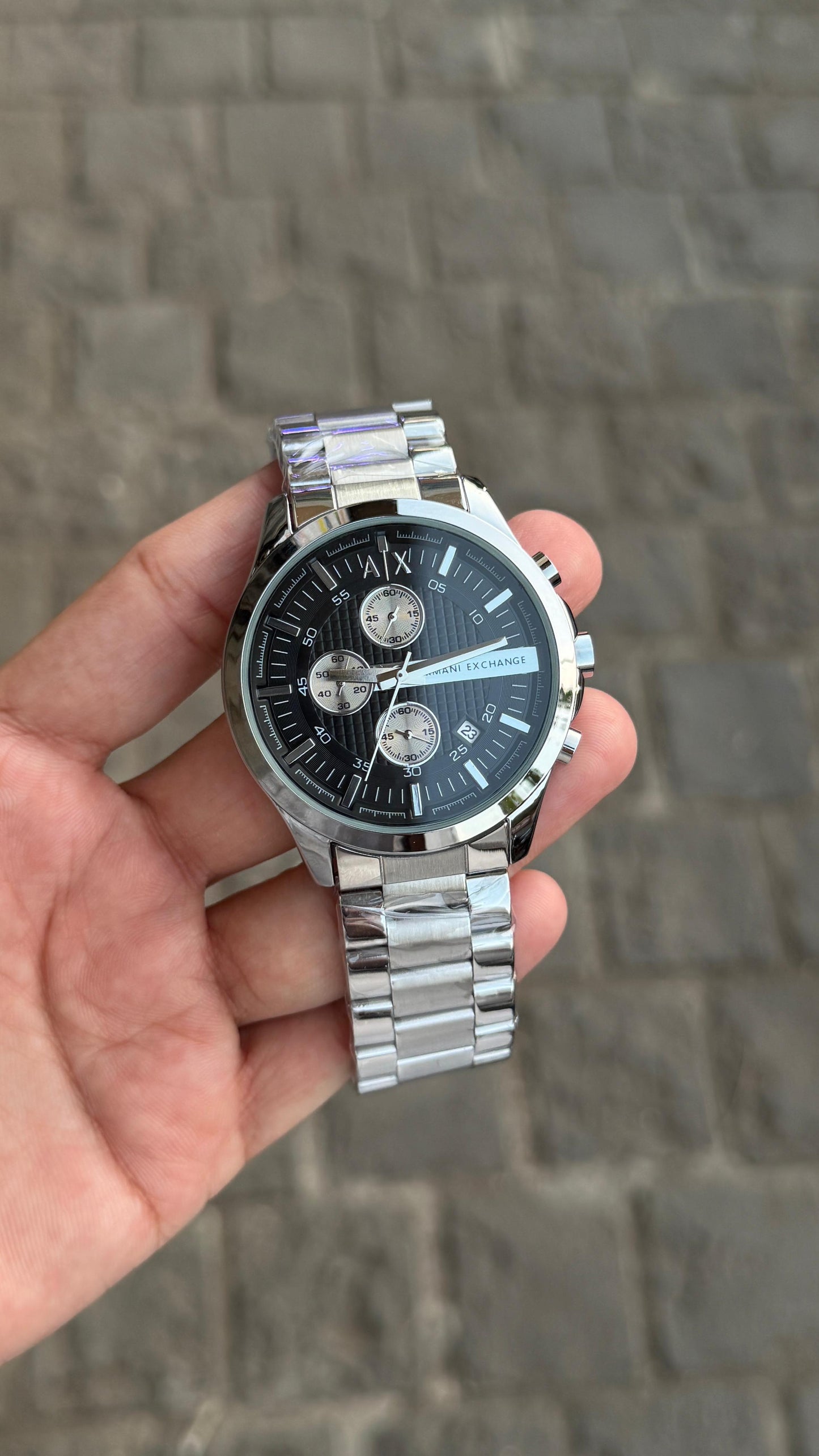 A-X New SILVER BLACK Combination Watch