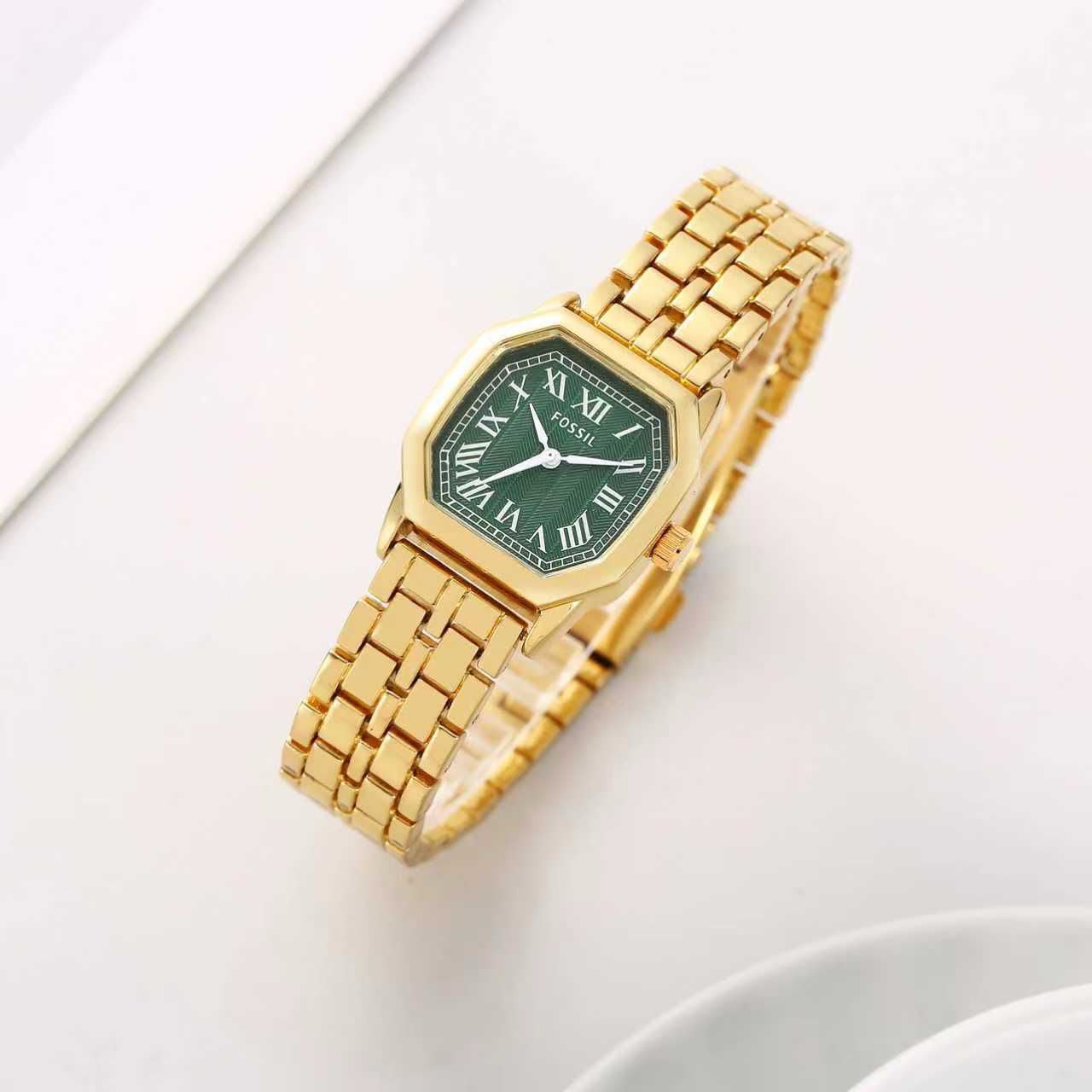 Fos Girls Gold Green Colour New Roman Design Trending Girls Watch