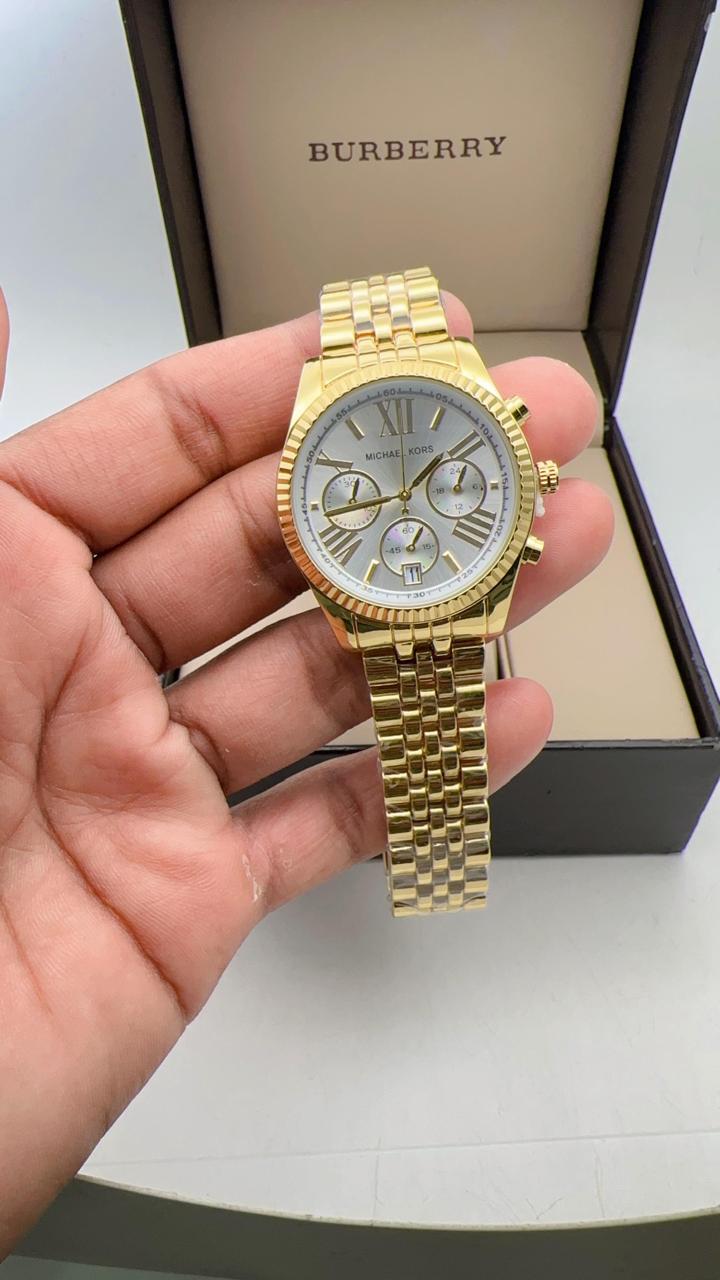 MK GIRLS GOLD WHITE DIAL JUBLIEE BELT WOMENS WATCH