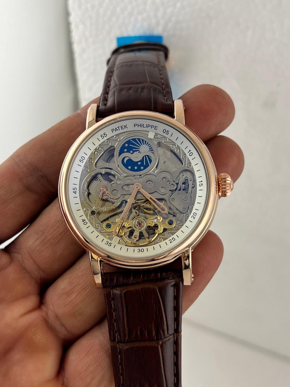 PP AUTOMATIC SKLETON LEATHER BELT WATCH ( Sun Moon Edition)