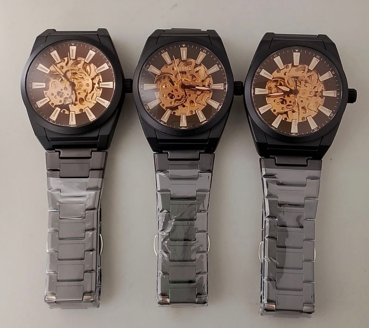 Fos automatic oval design Chain Belt Full Black Watch