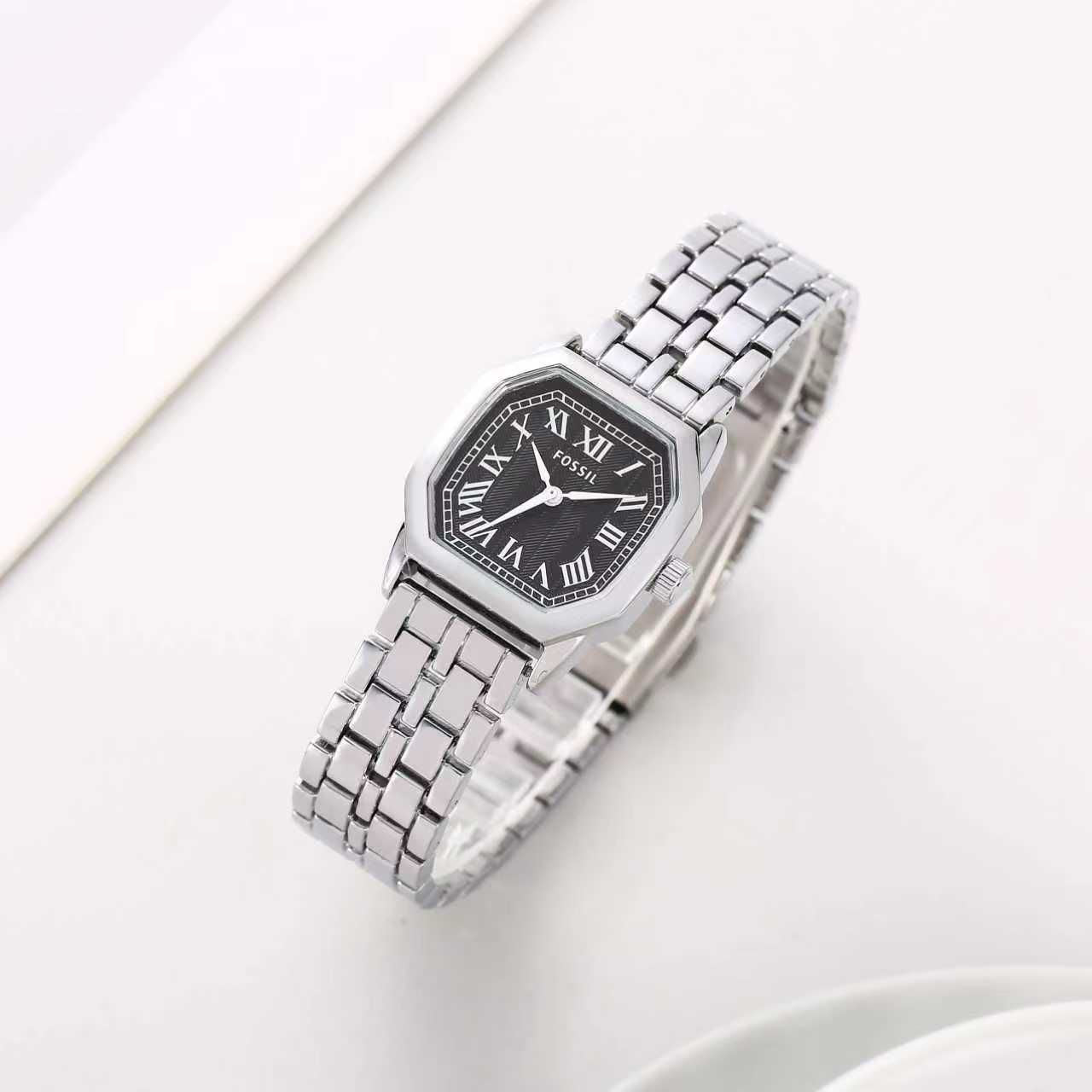 Fos Girls Silver Black Colour New Roman Design Trending Girls Watch