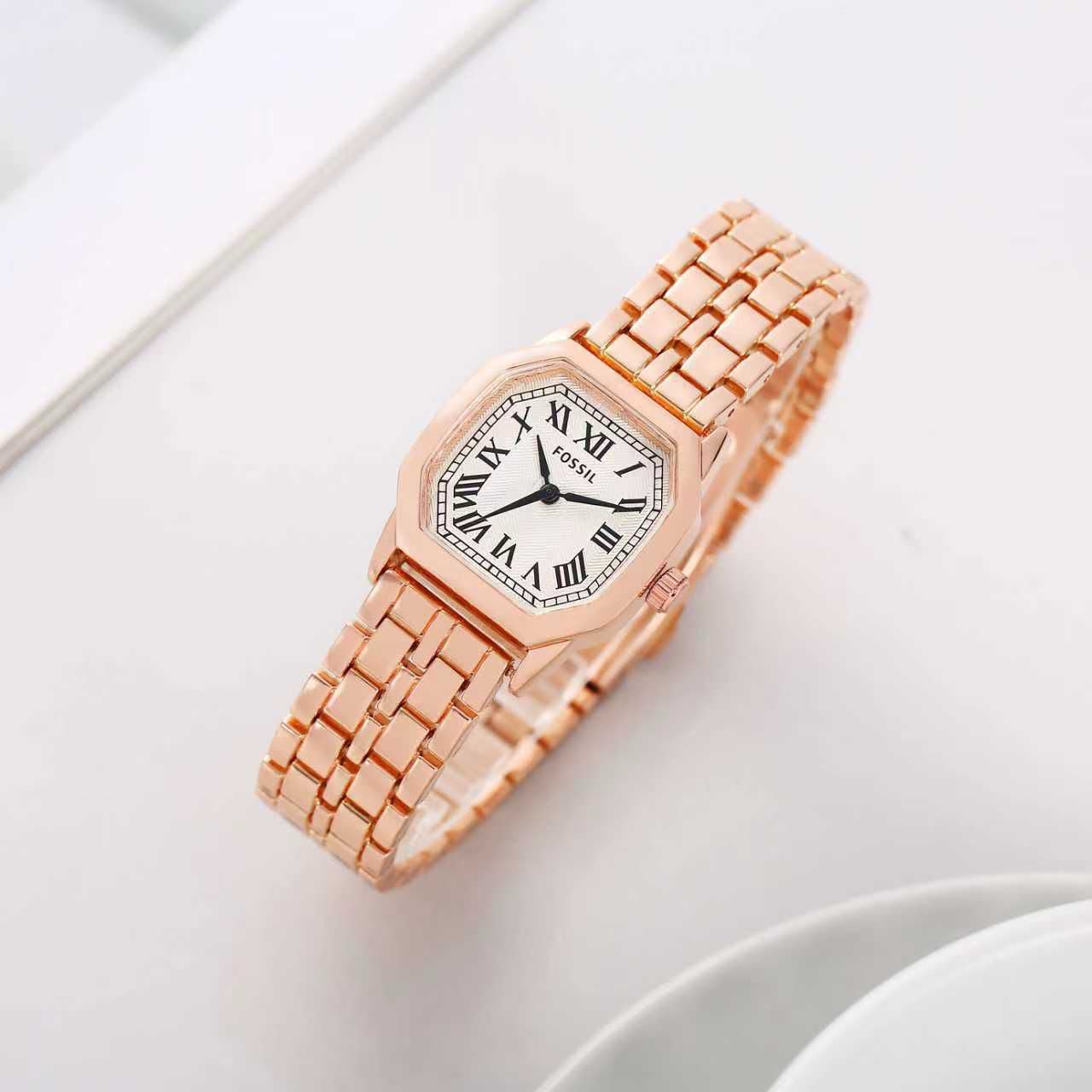Fos Girls Rose White Colour New Roman Design Trending Girls Watch