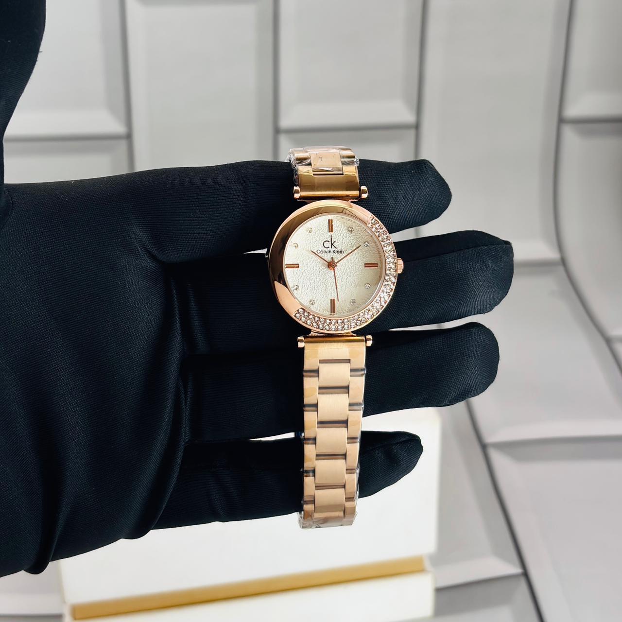 C-K GIRLS WATCH Rose Gold WHITE DIAL DIAMOND