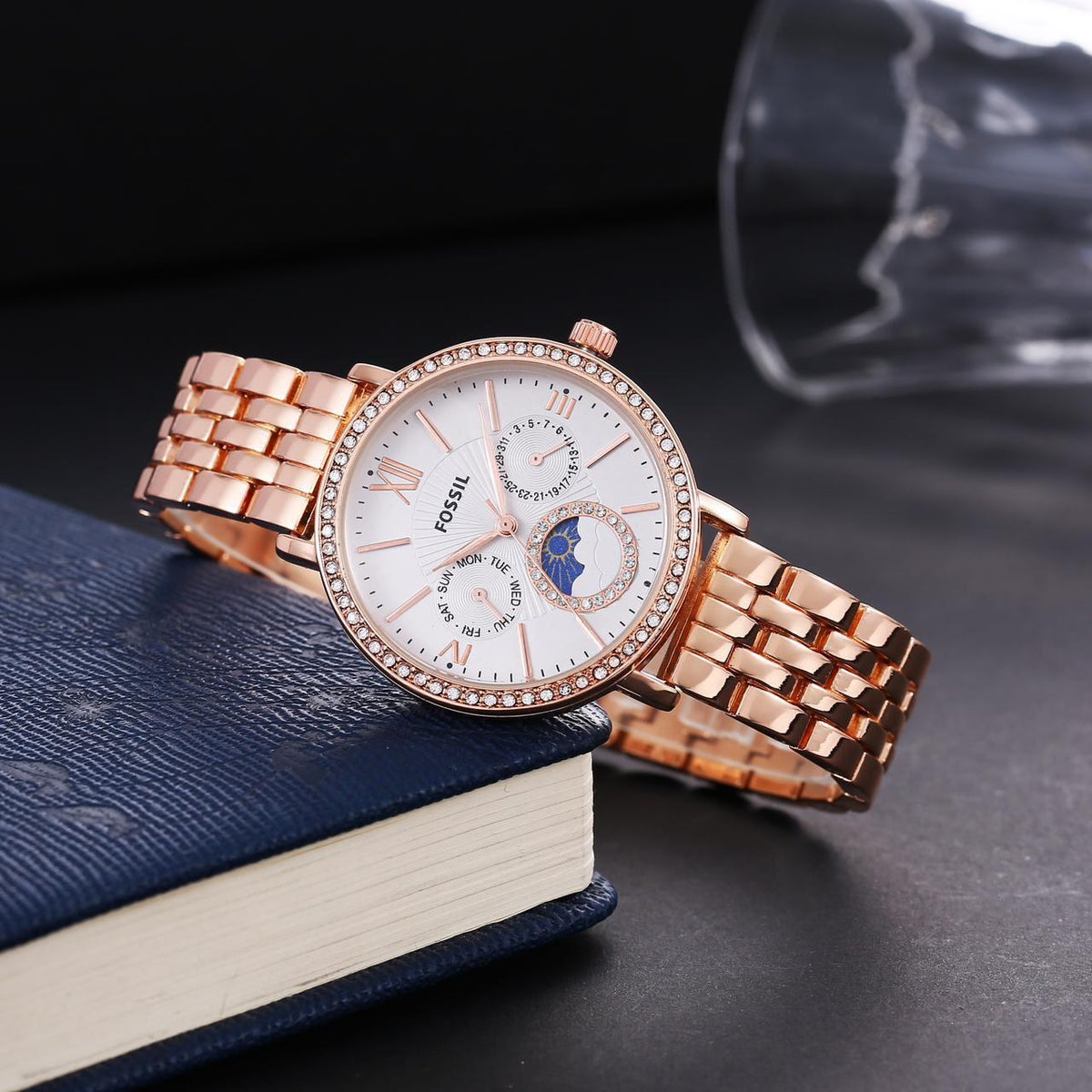 Fos Girls Roman Rose Gold White Dial Diamond