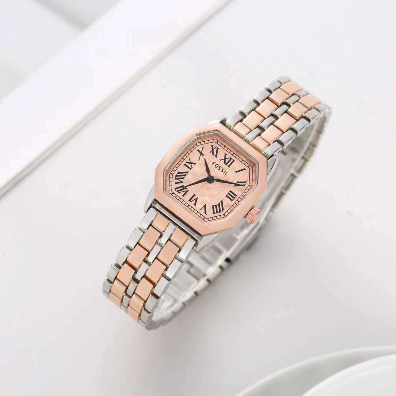 Fos Girls Two Tone Rose Pink Colour New Roman Design Trending Girls Watch