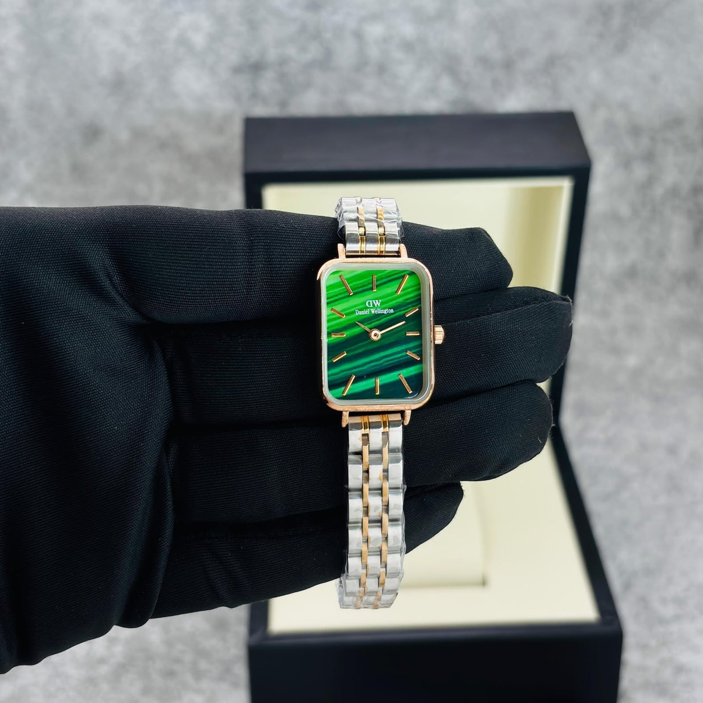 D-W Design 1 two tone green dial Womens watch