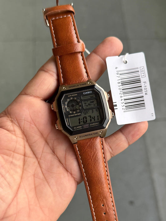 SB PREMIUM ILUMINATOR REGULAR ROSE GOLD LIGHT BROWN DIGITAL WATCH