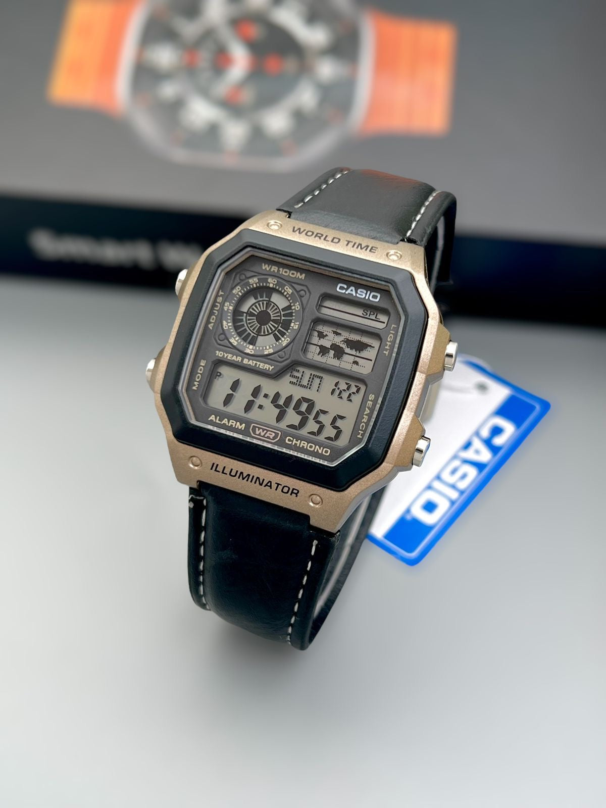SB PREMIUM ILUMINATOR REGULAR ROSE GOLD BODY BLACK BELT DIGITAL WATCH