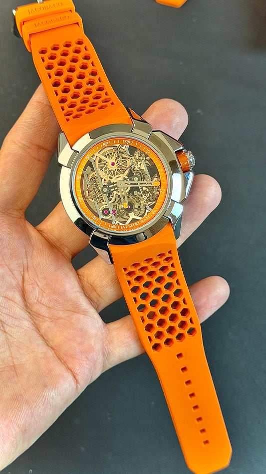 SHRI RAM EDITION WATCH JAPNESE AUTOMATIC ( Silver Orange )