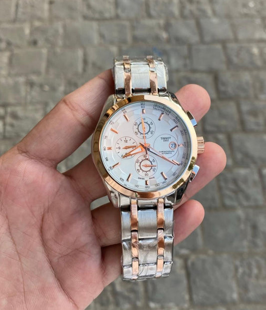 TISSO METAL DUAL TONE WHITE DIAL WATCH