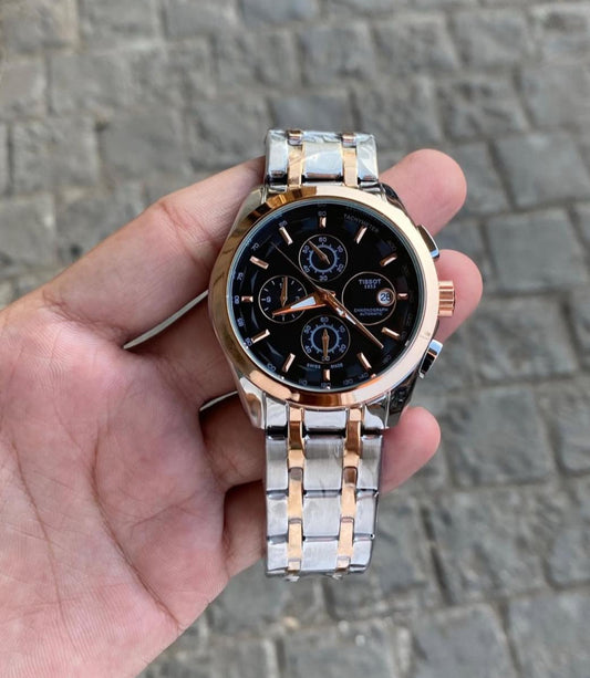TISSO METAL DUAL TONE BLACK DIAL WATCH