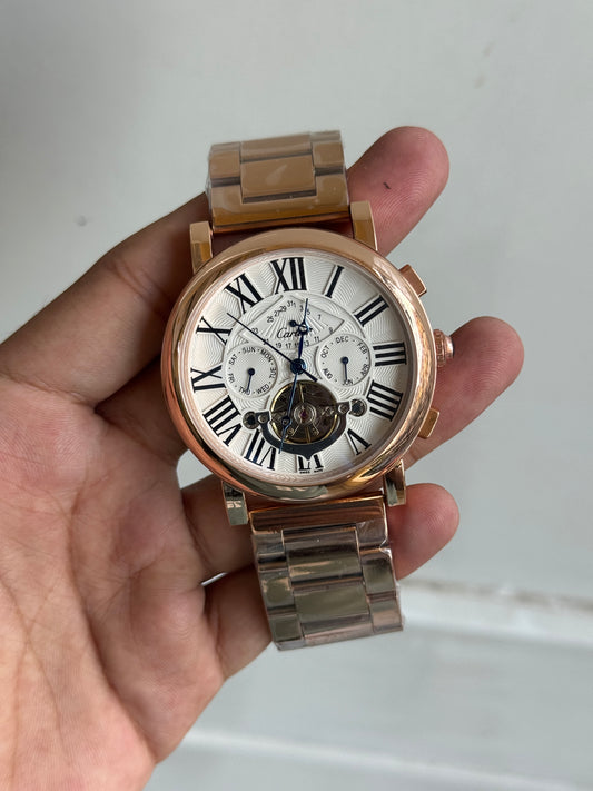 Carter Automatic Japnese Rose Gold Chain Watch ( Roman Dial )