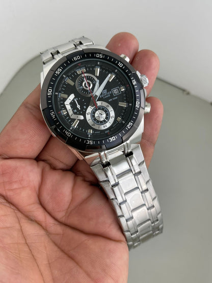 EDIFCE SILVER BLACK 539 CHAIN WATCH