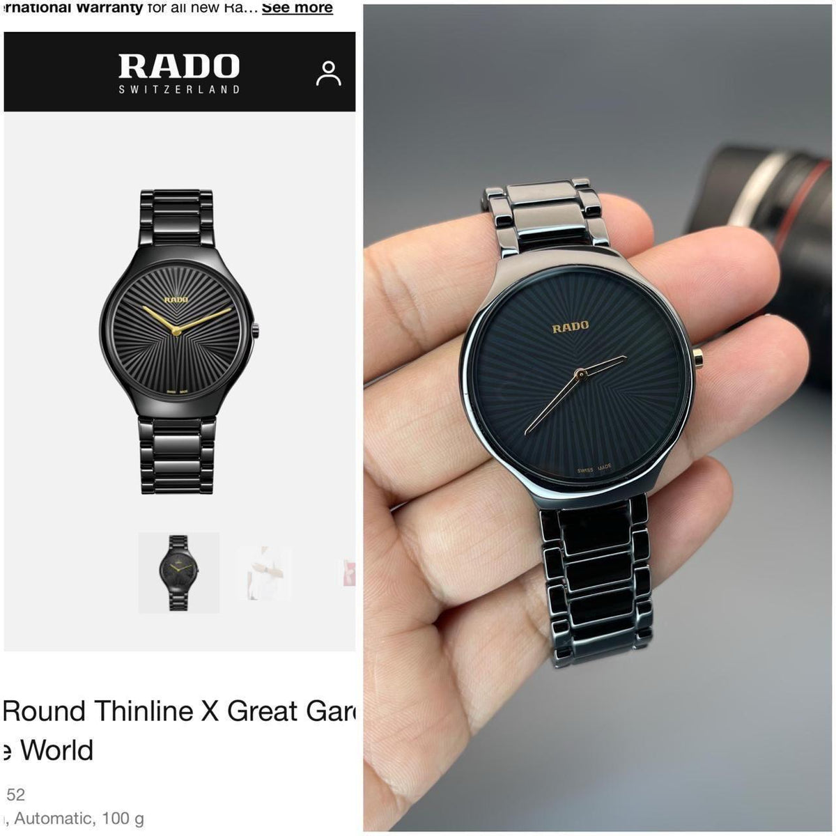 RAADOO Watch Black Colour Pure Cermaic Material