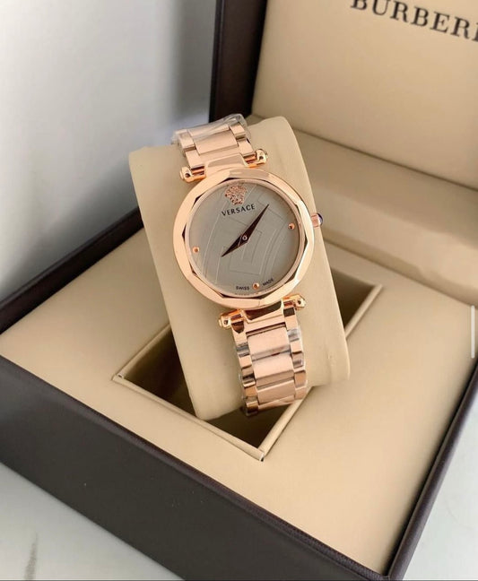Ver-sace Girls Rose Gold Grey  Dial