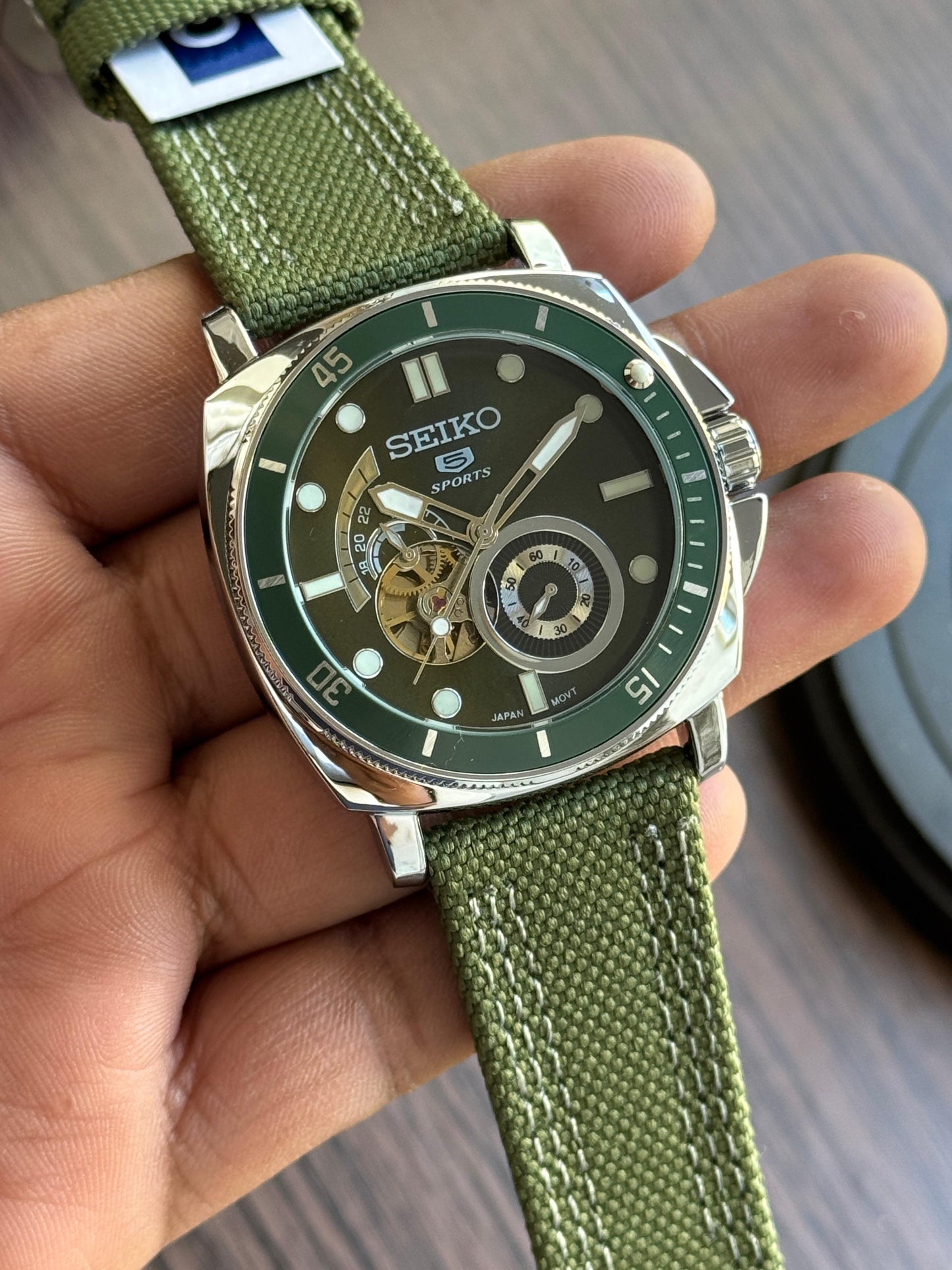LUXURY SE-KO GREEN TRANSPARENT BACK AUTOMATIC WATCH