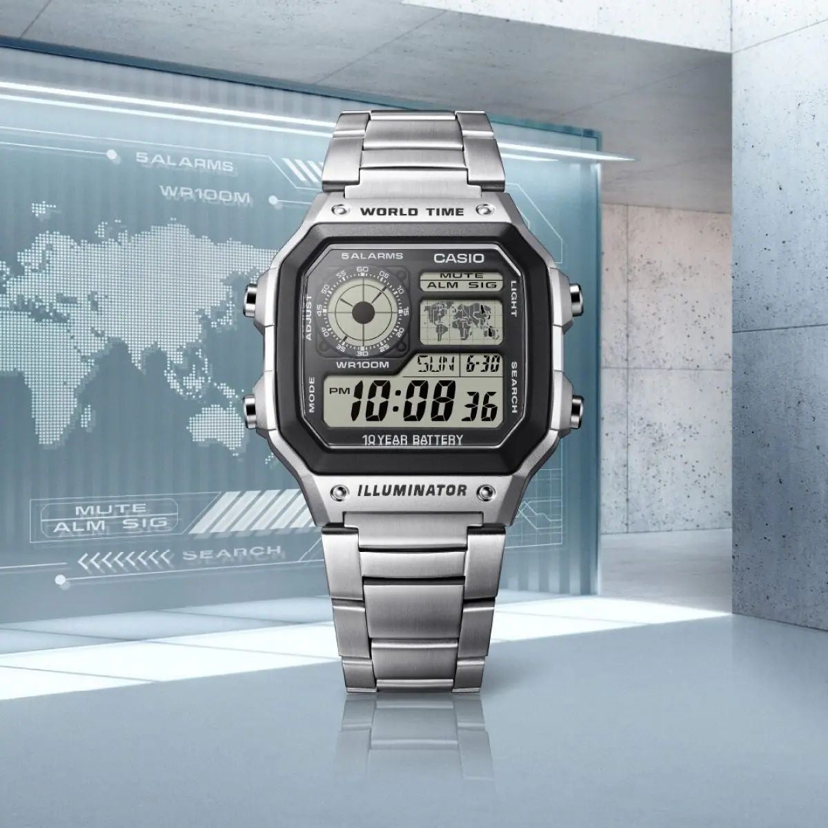SB PREMIUM ILUMINATOR SILVER REGULAR DIGITAL CHAIN WATCH