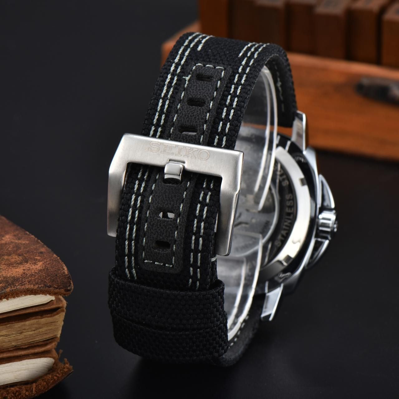SB LUXURY SE-KO BLACK TRANSPARENT BACK AUTOMATIC WATCH