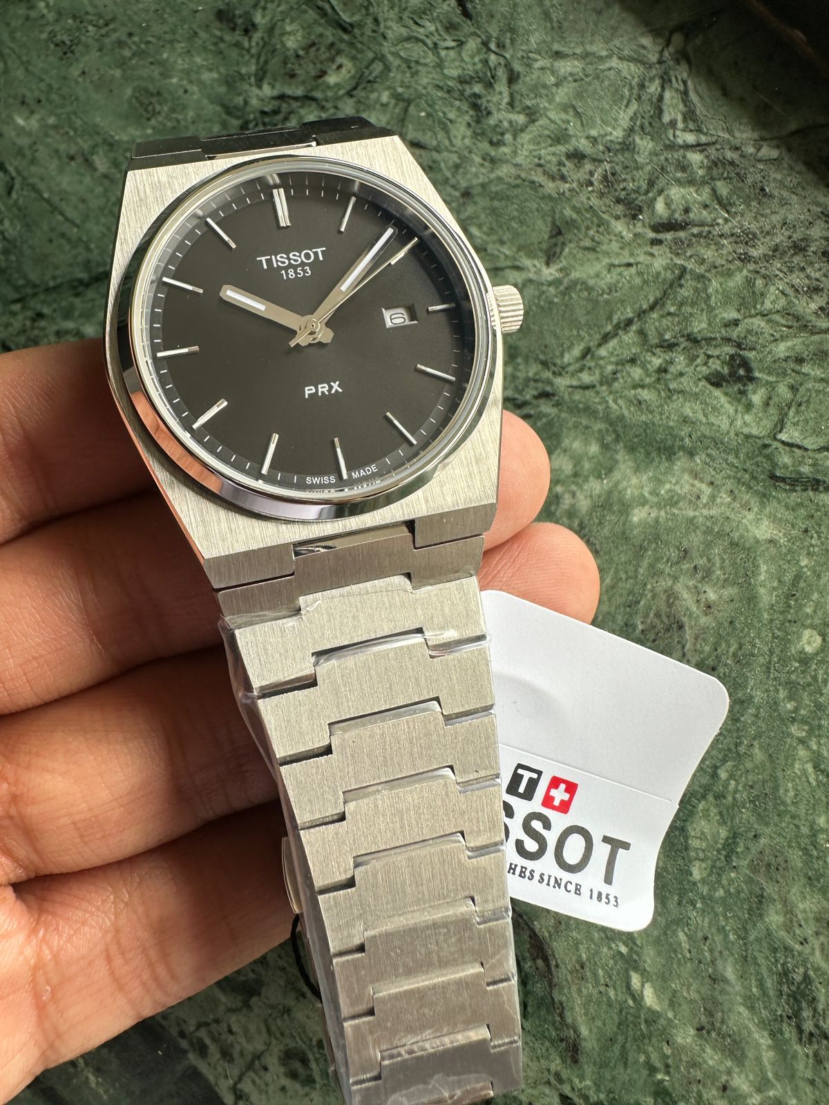 SB PREMIUM TISSO PR SILVER BLACK ANALOG WATCH