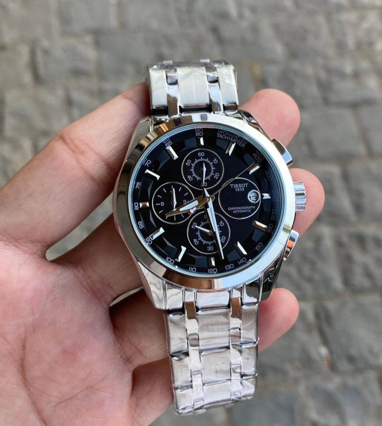 TISSO SILVER BLACK REGUALR METAL WATCH