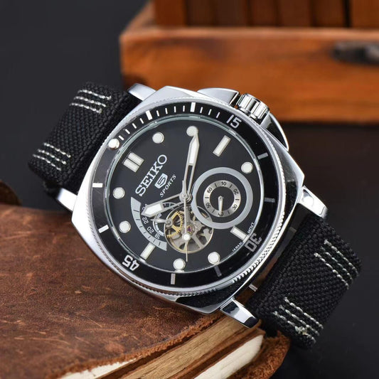 SB LUXURY SE-KO BLACK TRANSPARENT BACK AUTOMATIC WATCH