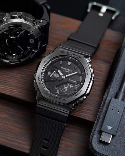 SB Premium GM  BLACK  Dual Display Metal Bezel Watch