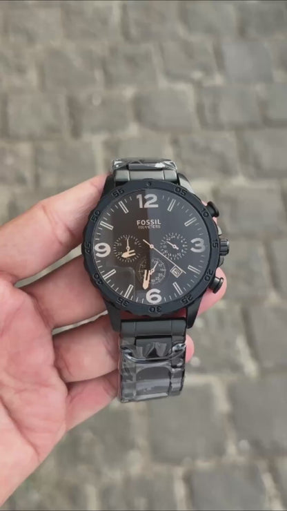 Foss Chronographic New number Design Full Black Watch