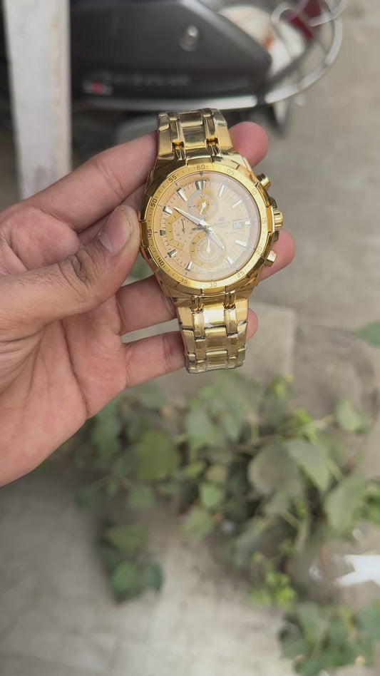 EDIFIC 539 GOLD GOLD DIAL WATCH