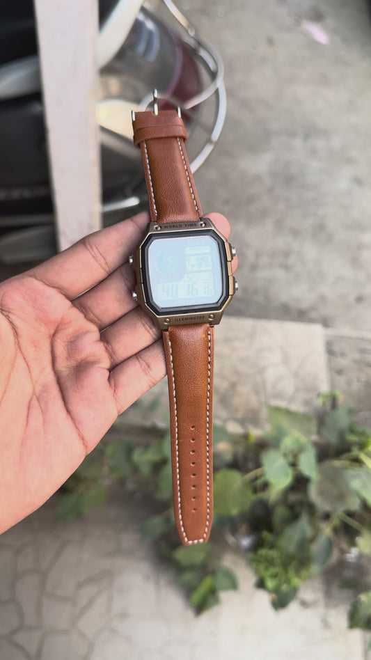 SB PREMIUM ILUMINATOR REGULAR ROSE GOLD LIGHT BROWN DIGITAL WATCH