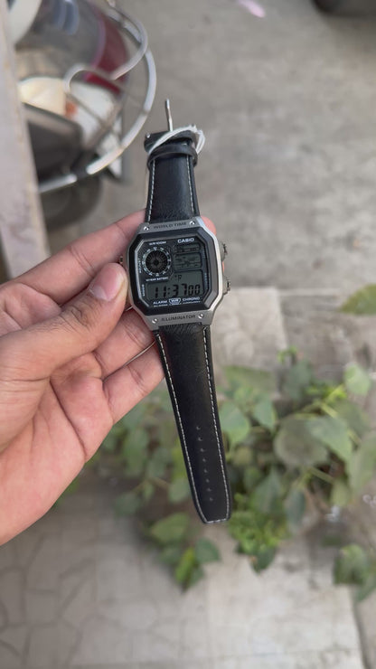 SB PREMIUM ILUMINATOR REGULAR SILVER BODY BLACK BELT DIGITAL WATCH