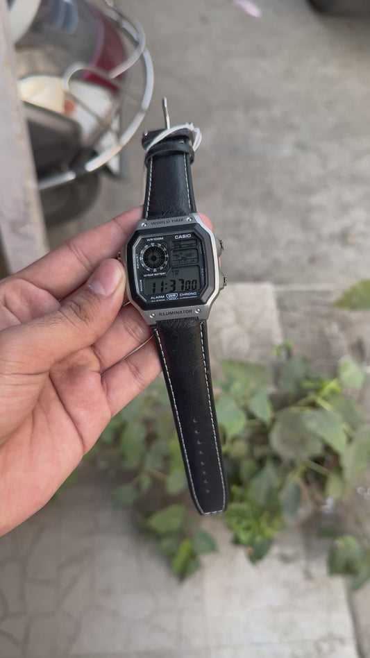 SB PREMIUM ILUMINATOR REGULAR SILVER BODY BLACK BELT DIGITAL WATCH