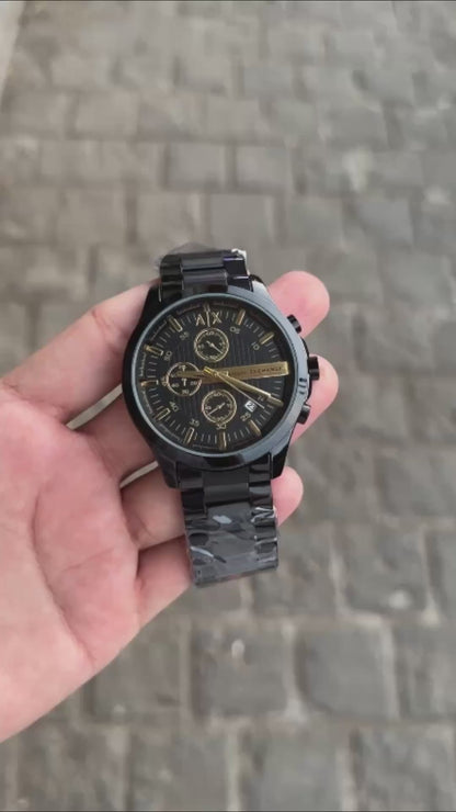 A-X New Black Gold Combination Watch