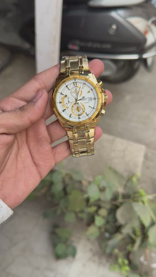 SB PREMIUM EDFI GOLD WHITE CHRONOGRAPH WATCH