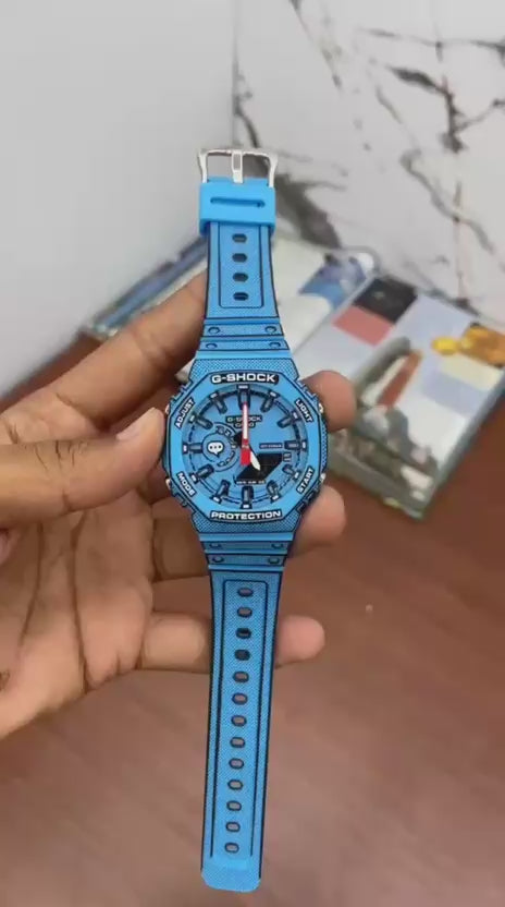 Manga blue watch demanding article and colour
Dual Time ( Analog + Digital)