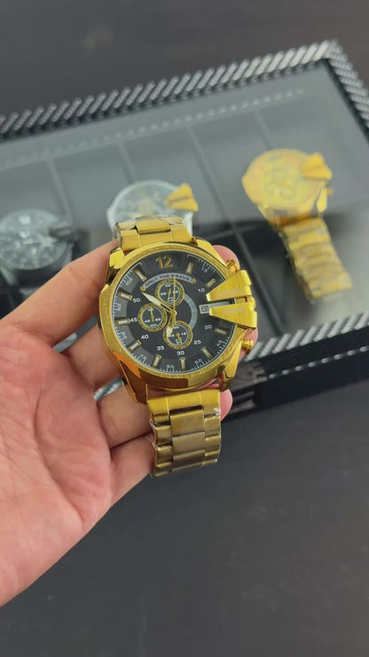 DIESAL 10 BAR JAPNESE QUALITY HEAVY GOLD BLACK  WATCH