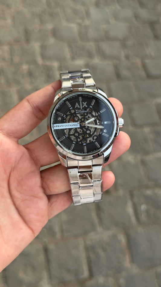 Armani Exchange Hampton Automatic silver black