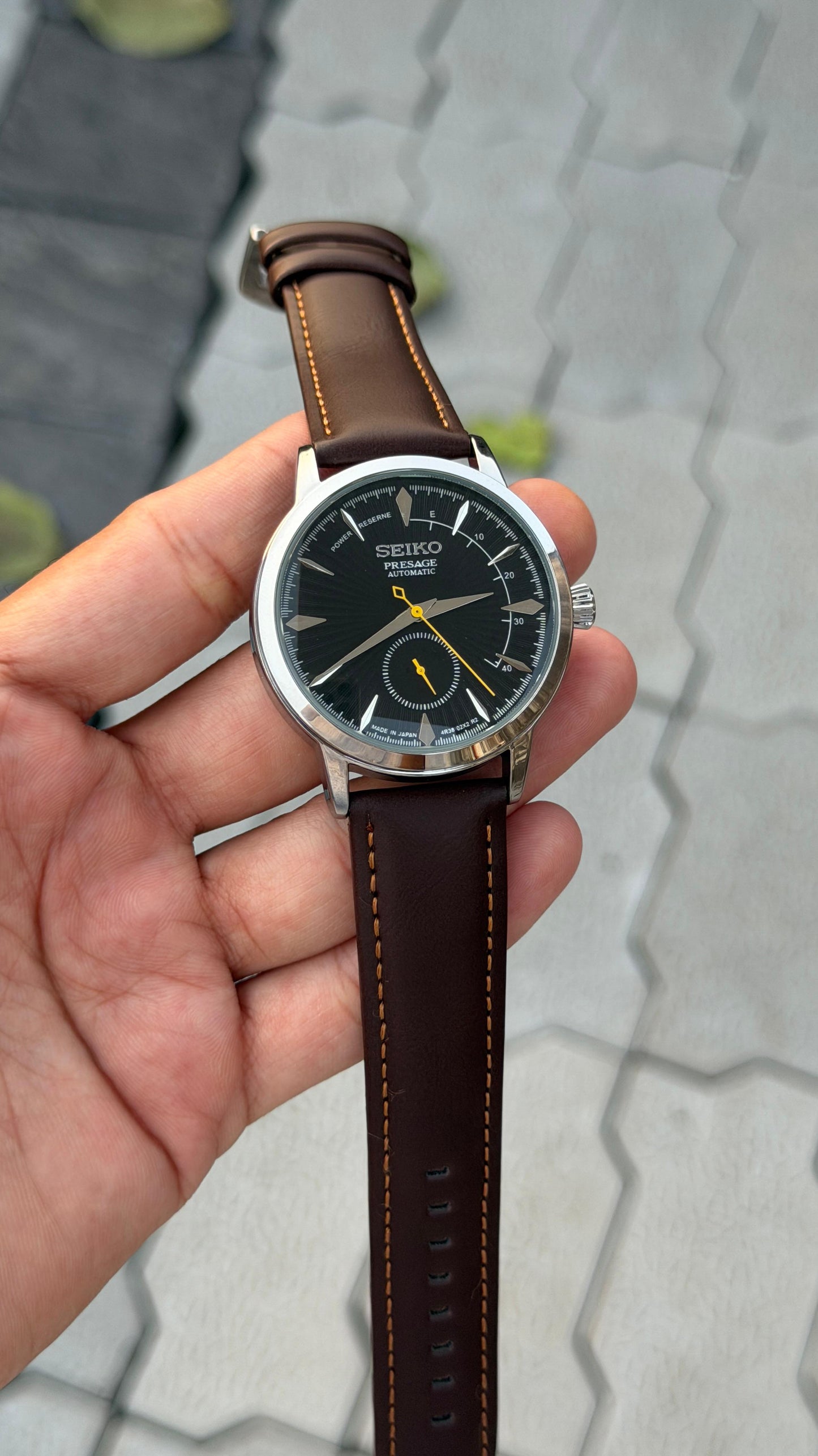 SEKO AUTOMATIC PRESAG EDITION BROWN LEATHER BELT WATCH