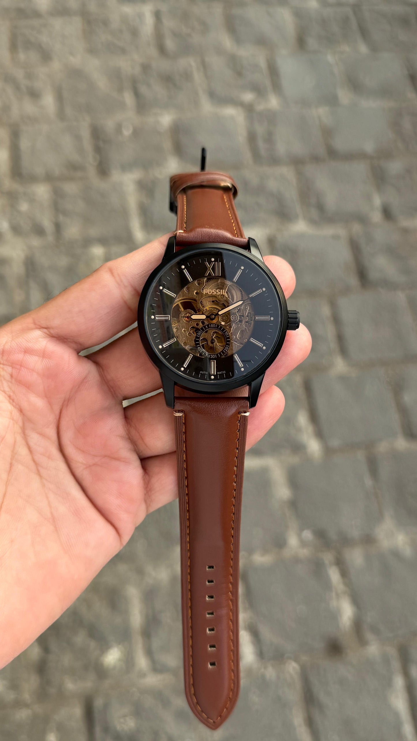 Foss Automatic Townsman Brown Leather Belt Watch