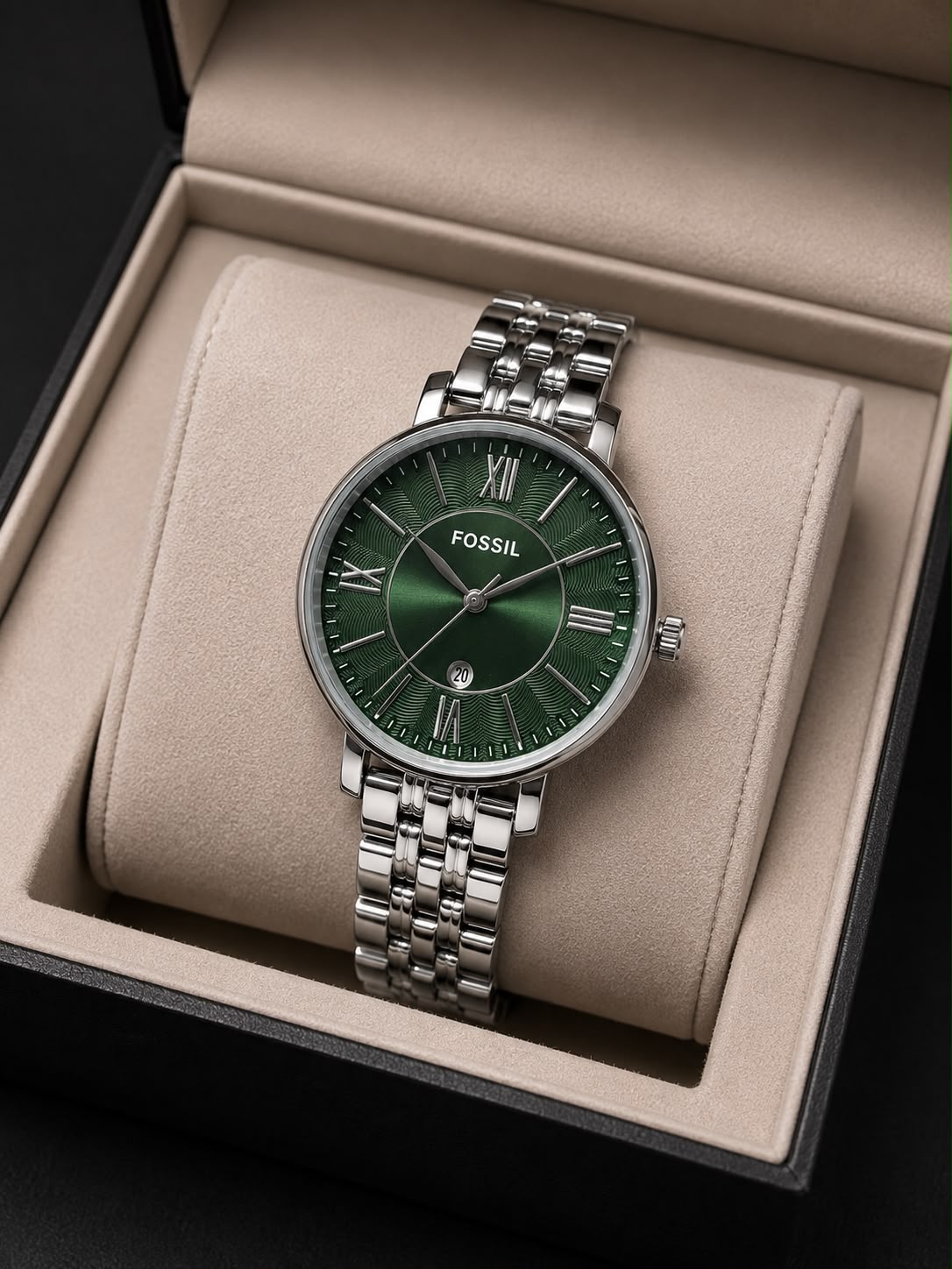 Foss Girls Roman Date Model Silver Green  Dial Womens Watch