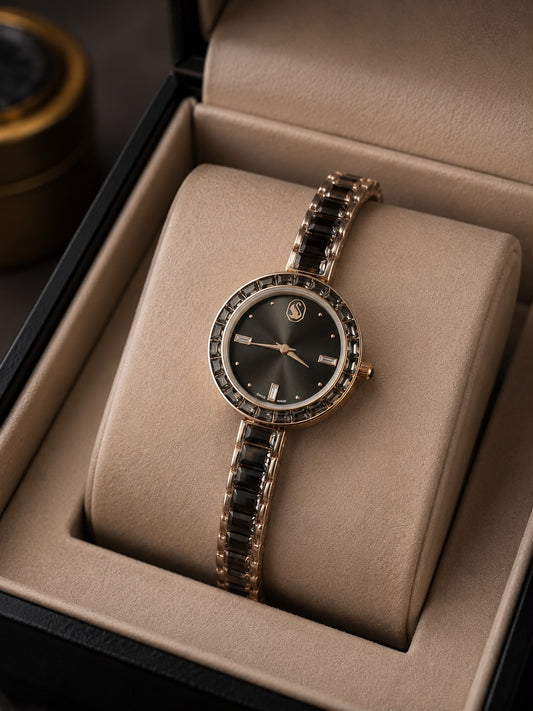 Svaroski Rose Black Combination Womens Watch