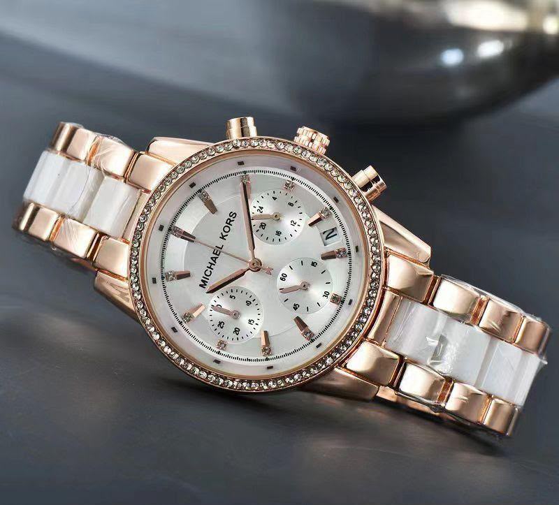 MK GIRLS Two Tone White Combination WOMENS WATCH ( Design 7 )