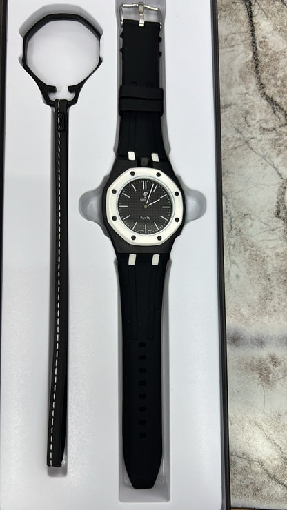 ROYAL POP WATCH SILVER BLACK COLOUR FIBER BODY